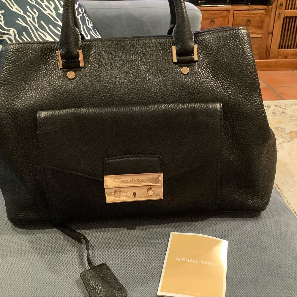 Michael Kors Black Leather Haley Satchel